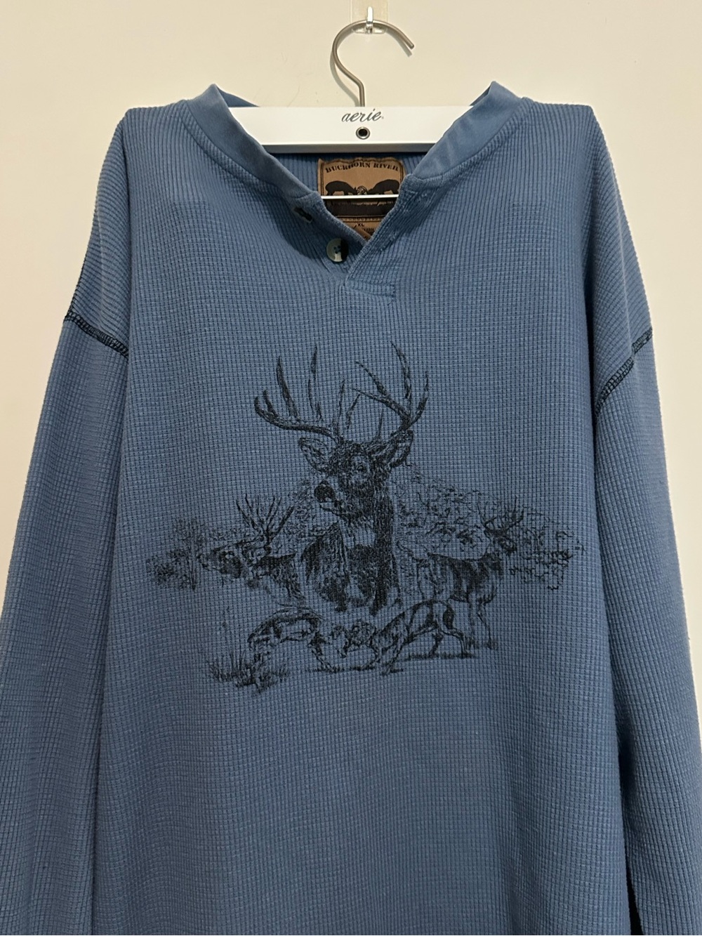 Deer Graphic Thermal Henley